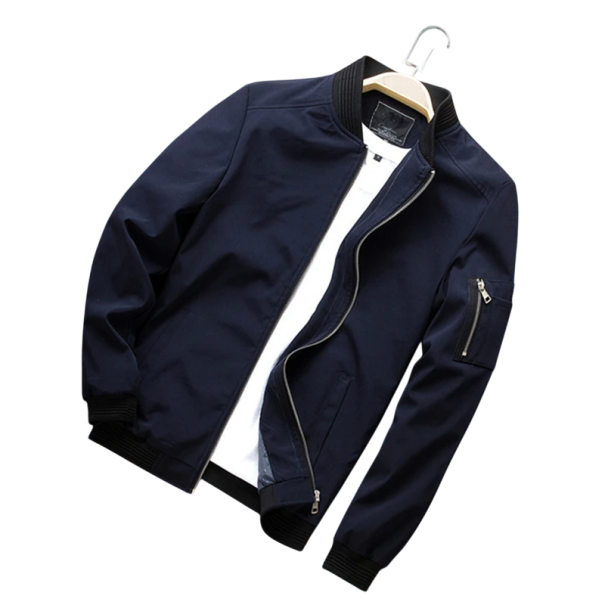 Herren Frühlings-Bomberjacke mit elastischen Bündchen Stylische leichte Übergangsjacke mit Reißverschluss Moderne Jacke mit Taschen für den Alltag blau XXL