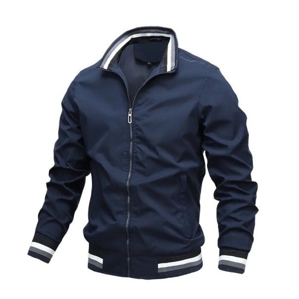 Herren Frühlings-Reißverschlussjacke mit elastischen Bündchen und Kragen. Leichte Übergangsjacke mit Taschen. Sportliche urbane Freizeitjacke blau S