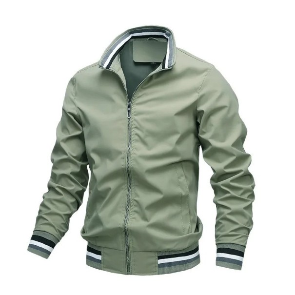 Herren Frühlings-Reißverschlussjacke mit elastischen Bündchen und Kragen. Leichte Übergangsjacke mit Taschen. Sportliche urbane Freizeitjacke grün L