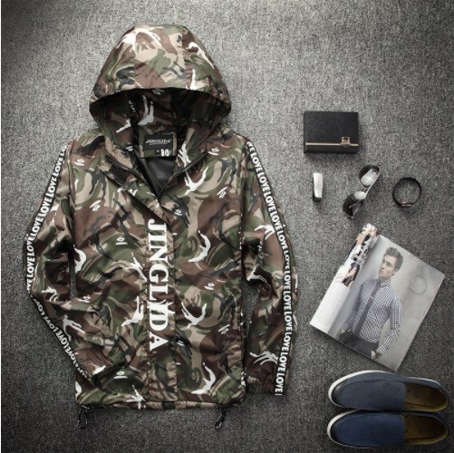 Herren-Frühlingsjacke im Camouflage-Design J751 dunkelgrün S