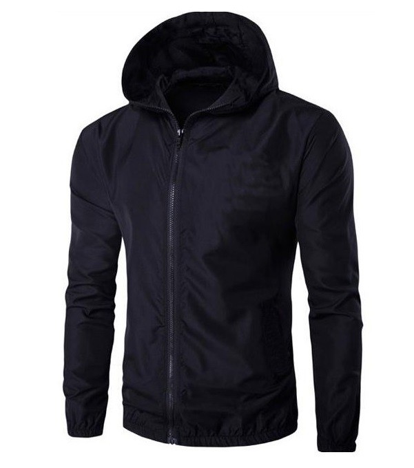 Herren-Frühlingsjacke mit Aufdruck auf der Rückseite J1418 schwarz S