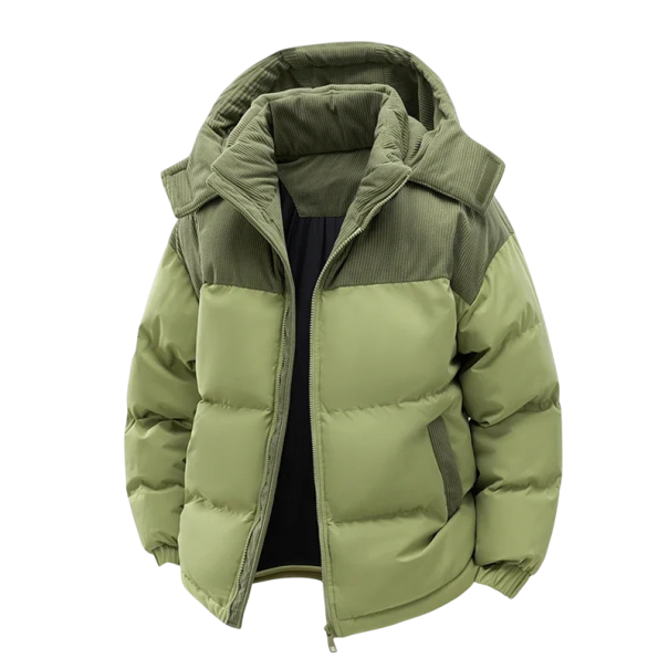 Herren Herbst- und Winterjacke Mit abnehmbarer Kapuze Winddichtes Futter Reißverschluss Praktische Taschen Baumwollfutter Polyester-Ausführung grün L