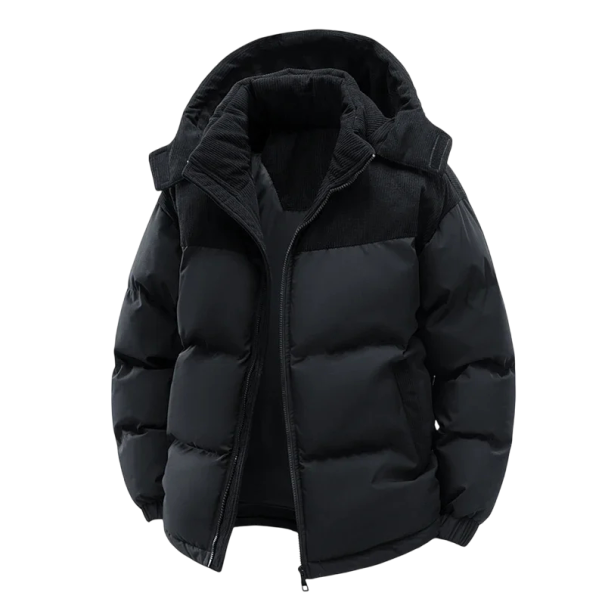 Herren Herbst- und Winterjacke Mit abnehmbarer Kapuze Winddichtes Futter Reißverschluss Praktische Taschen Baumwollfutter Polyester-Ausführung schwarz XXS