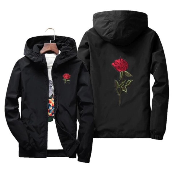 Herren-Herbstjacke mit Rose J3162 schwarz M