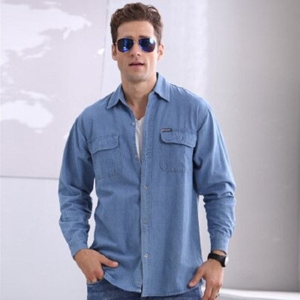 Herren-Jeanshemd F632 blau XXS