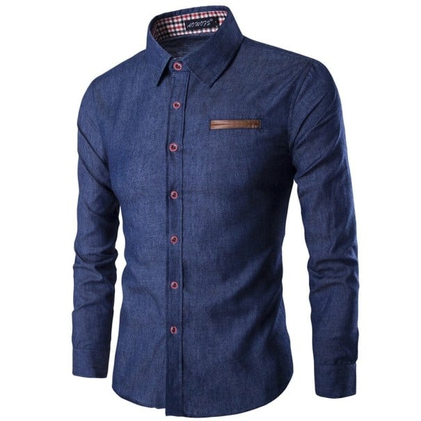 Herren-Jeanshemd F673 dunkelblau L