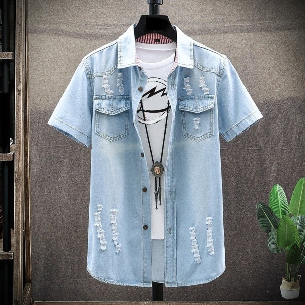 Herren-Jeanshemd F775 hellblau L