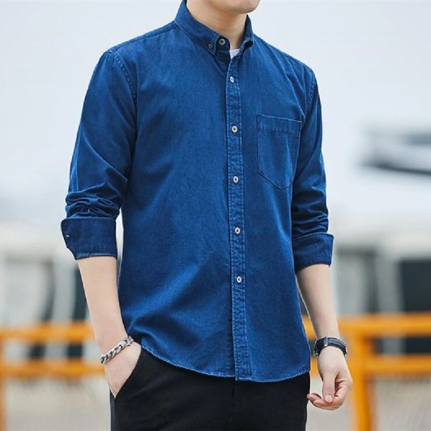 Herren-Jeanshemd F791 dunkelblau S