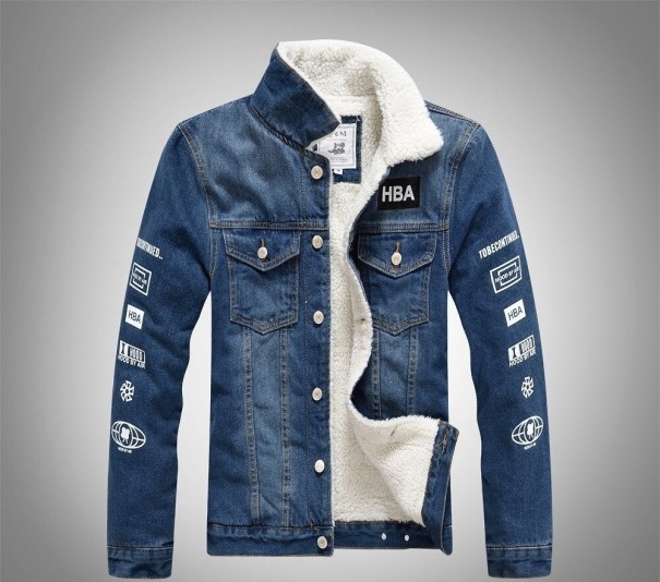 Herren-Jeansjacke mit Fell F1313 dunkelblau M