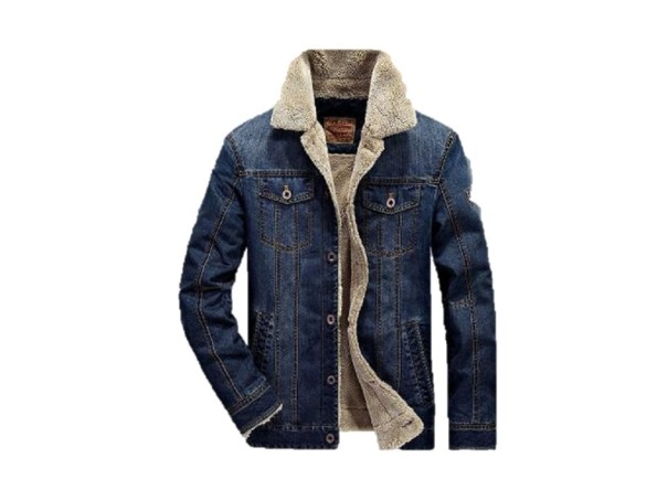 Herren-Jeansjacke mit Pelzmantel J1415 dunkelblau XL