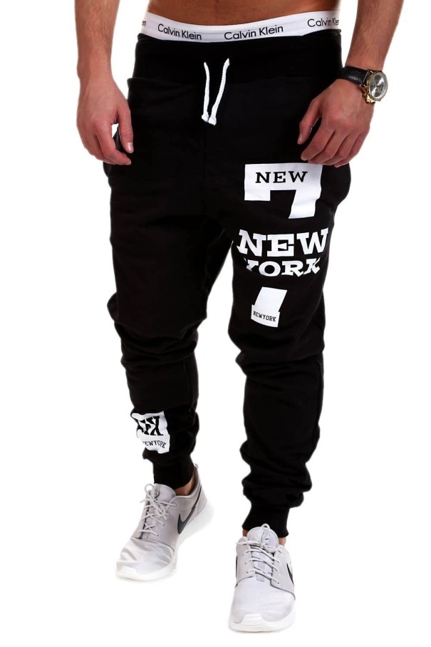 Herren-Jogginghose New York J974 schwarz-weiß L