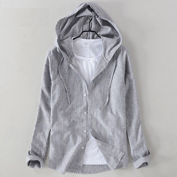 Herren-Kapuzenhemd F485 grau M