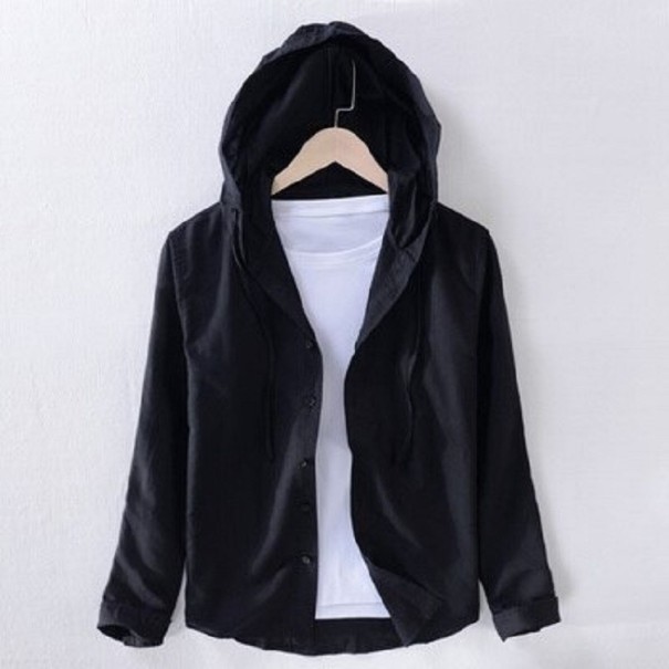 Herren-Kapuzenhemd F485 schwarz XXS