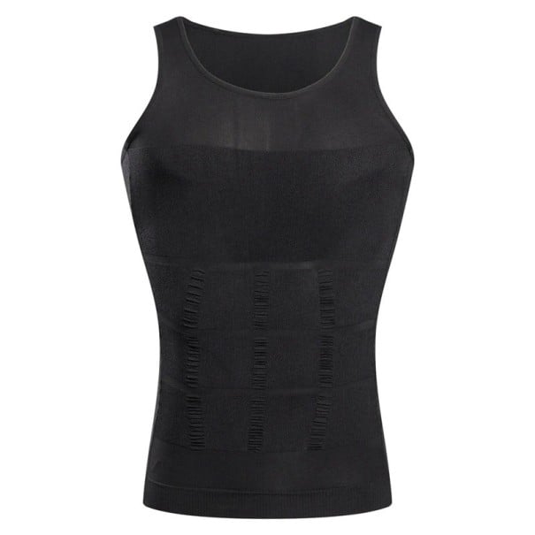 Herren-Kompressions-Tanktop, schlankmachende Shapewear, Kompressions-T-Shirt für Männer, nahtlose Kompressionskleidung, Sport schwarz M