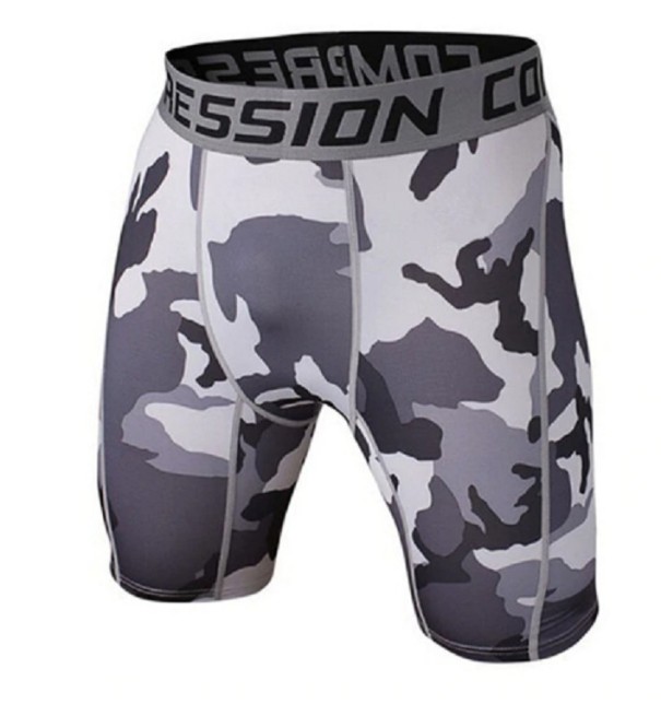 Herren Kompressionsshorts mit Camouflage-Muster grau M