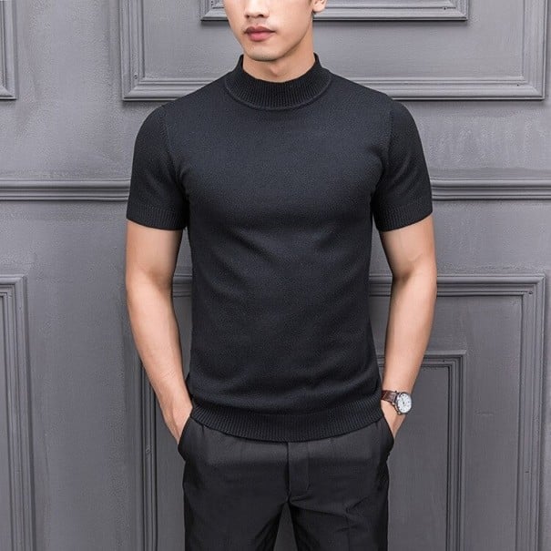 Herren-Kurzarmpullover F193 schwarz M