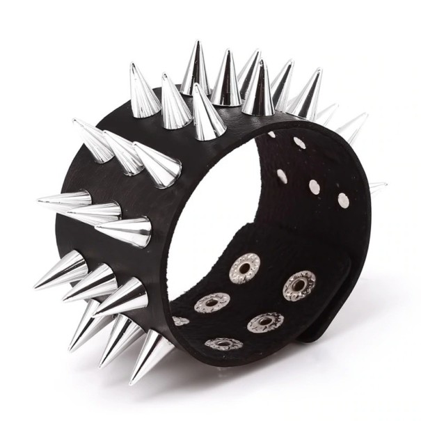 Herren-Lederarmband mit Spikes H331 schwarz