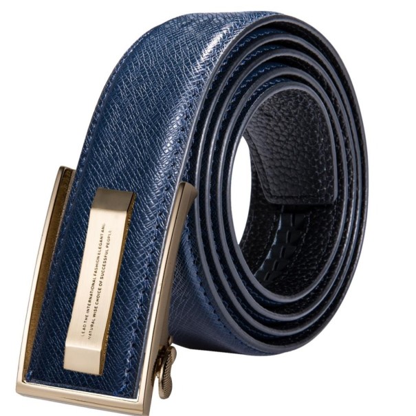 Herren-Ledergürtel L362 dunkelblau 130 cm