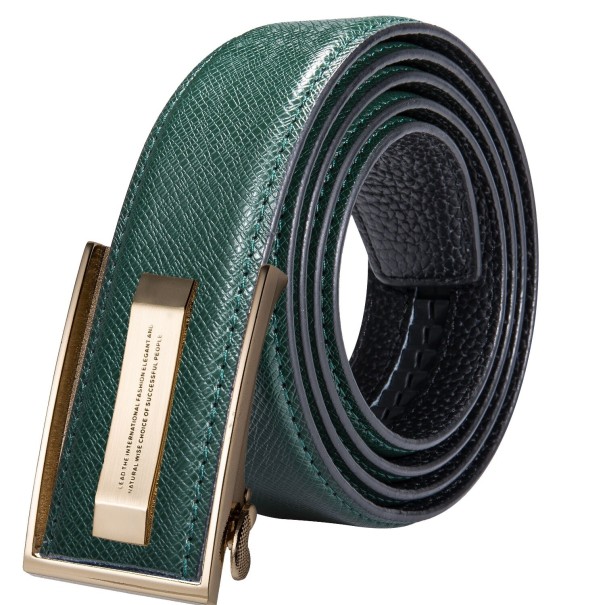 Herren-Ledergürtel L362 dunkelgrün 130 cm