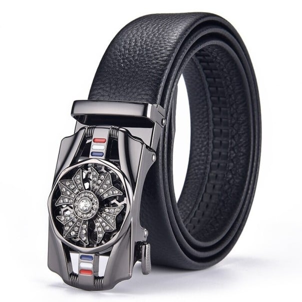 Herren-Ledergürtel L499 schwarz 100 cm
