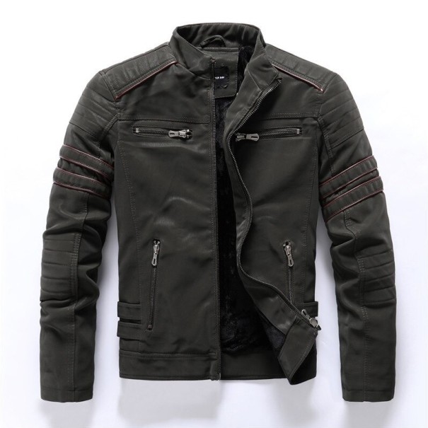 Herren-Lederjacke F1070 armeegrün XS