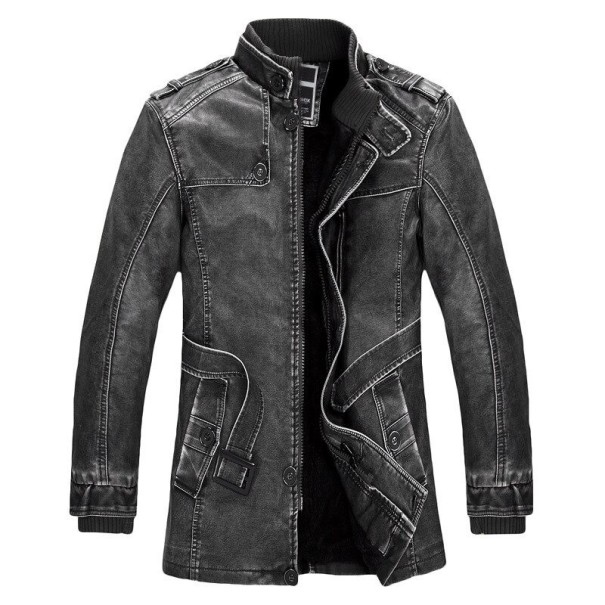 Herren-Lederjacke F1305 dunkelgrau XS