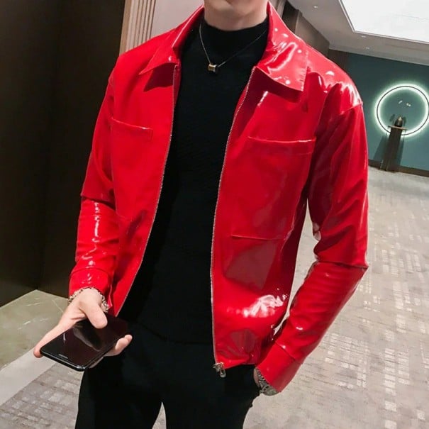 Herren-Lederjacke F1308 rot XS