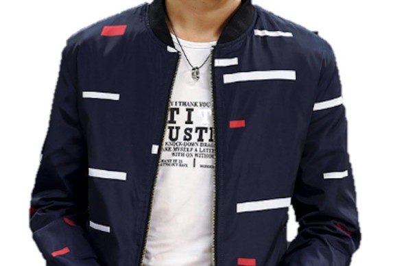 Herren leichte Jacke mit Muster J1432 blau L