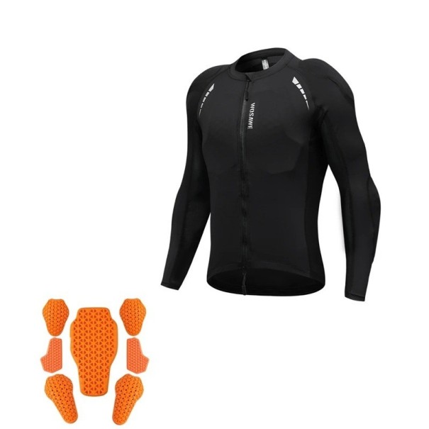 Herren Motorradjacke mit Reißverschluss schwarz mit Protektoren für Brust, Rücken, Schultern, Ellbogen reflektierende Elemente WOSAWE schwarz XL