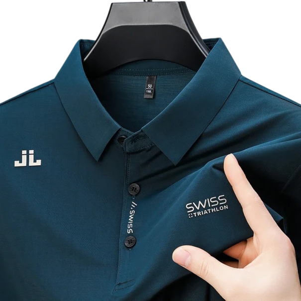 Herren Poloshirt Kurzarm mit Kragen und Knöpfen Einfarbiges elegantes Shirt aus Polyester für den täglichen Gebrauch türkis L