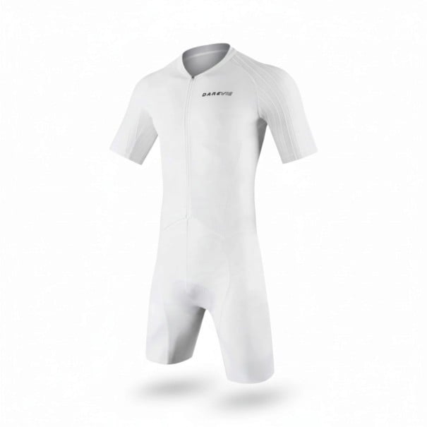 Herren Radset Trikot mit kurzen Ärmeln und Shorts mit Polster Elastisches Material 80 % Polyester und 20 % Spandex Weißes Trikot und Shorts S