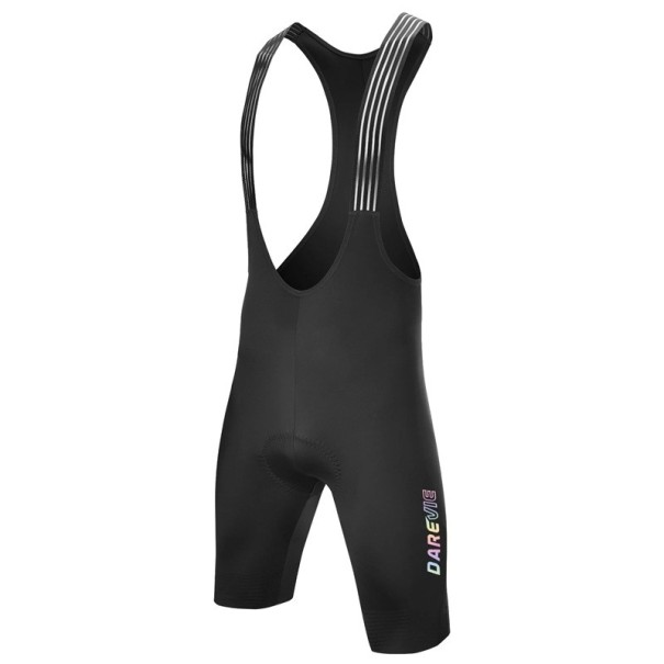Herren Radsportshorts mit Trägern und elastischen Trägern aus Elasthan Nylon ergonomischer Schnitt für Straßen- und Freizeitradfahren schwarz XS