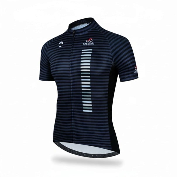 Herren Radtrikot mit kurzem Arm Reißverschluss über die gesamte Länge Elastisches Material 90 % Polyester und 10 % Lycra Dunkelblau gestreift XXS