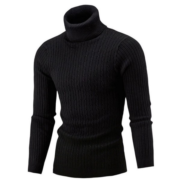 Herren-Rollkragenpullover F169 schwarz L