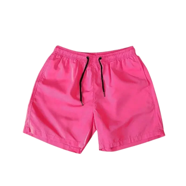 Herren Shorts Badehose Mit Kordelzug Einfarbig Polyester Schnell Trocknende Sommer Badehose für Strand, Pool und Urlaub rosa M
