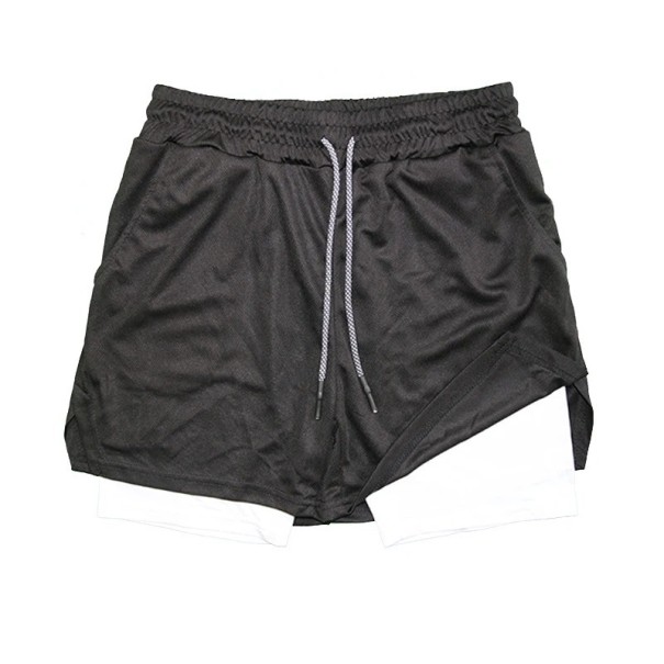 Herren Shorts Badehose Polyester Einfarbig Zweilagig Weiße Innenschicht Mit Kordelzug Mit Taschen Sommer Strand schwarz XS