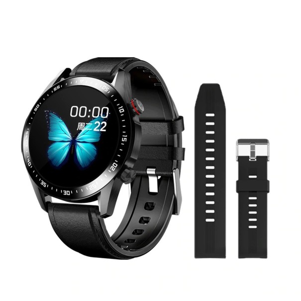 Herren-Smartwatch mit Ersatzarmband schwarz