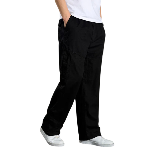 Herren Sommer Baumwolle Cargohose Arbeitshose Freizeithose mit Taschen Frühlingshose für Männer Bequeme Outdoorhose schwarz M
