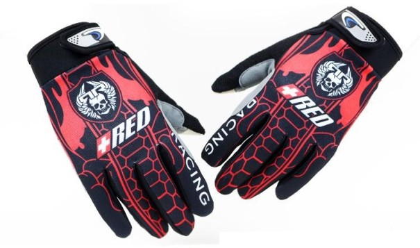 Herren-Sporthandschuhe mit Totenkopf J2184 rot