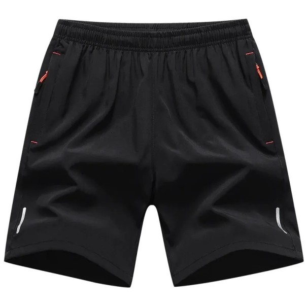 Herren Sportshorts mit elastischem Bund Atmungsaktive Trainingsshorts mit Reißverschlusstaschen Reflektierende Elemente Bequeme Laufshorts schwarz 3XL