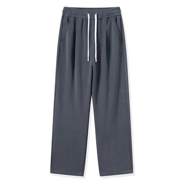 Herren Sweatpants einfarbig mit Futter aus Fleece, mit Taschen, mit Kordelzug, Polyester, Spandex, bequemer Schnitt für den Winter dunkelblau XL