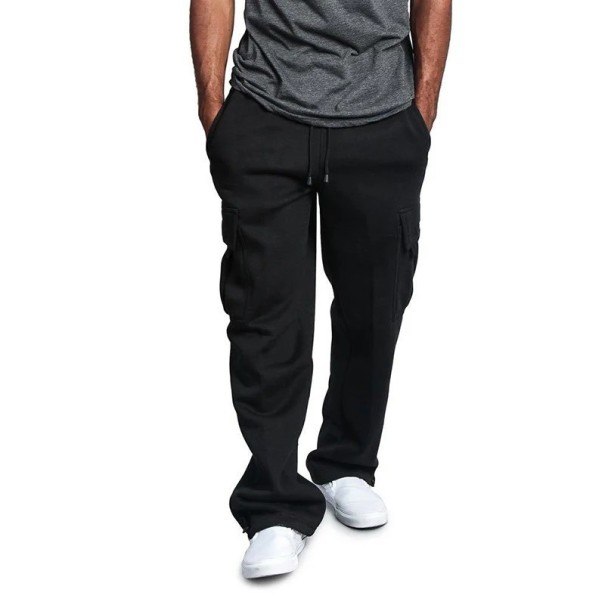 Herren Sweatpants einfarbig mit Kordelzug und Taschen aus Polyester Bequem und stilvoll für den täglichen Gebrauch und Freizeitaktivitäten schwarz XXS