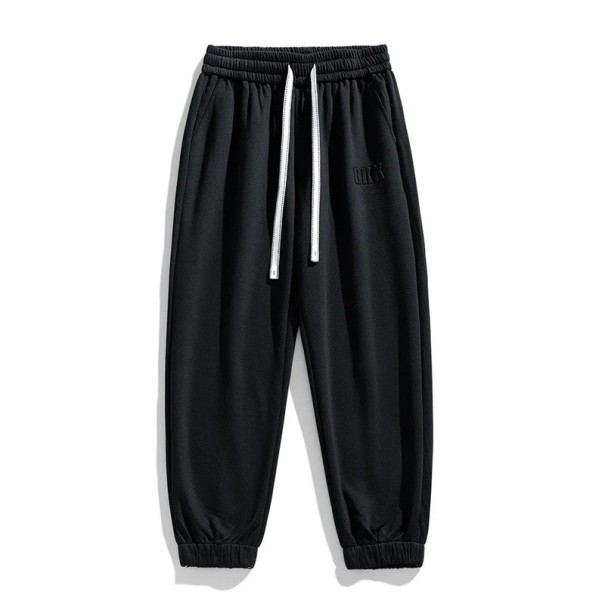 Herren Sweatpants einfarbig mit Taschen und Kordelzug, Polyester, Baumwolle, bequemer Schnitt, ideal für Freizeit und Sport schwarz XL