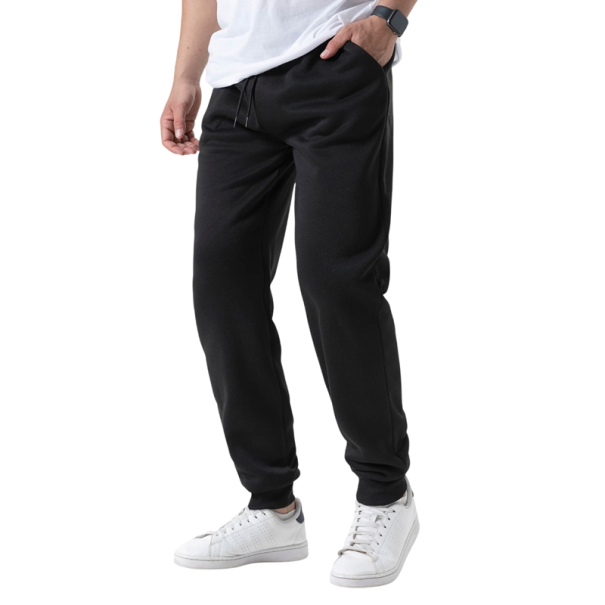 Herren Sweatpants einfarbig mit Taschen und Kordelzug, Polyester, bequemer Schnitt für Sport und Freizeit schwarz XXS
