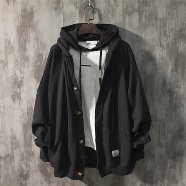 Herren-Sweatshirt F1122 mit Knöpfen schwarz S