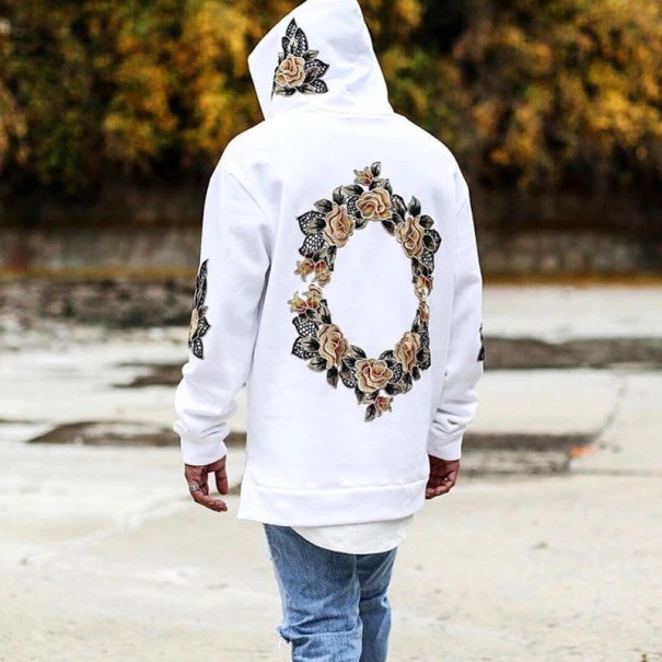 Herren-Sweatshirt mit Blumen weiß M