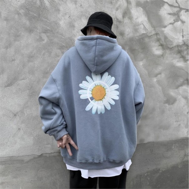 Herren-Sweatshirt mit einer Blume hellblau M