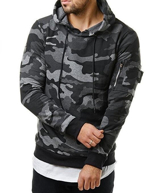 Herren-Sweatshirt mit Militärmuster J1436 grau S