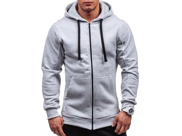 Herren-Sweatshirt mit Reißverschluss hellgrau XL