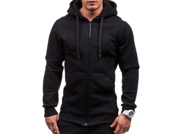 Herren-Sweatshirt mit Reißverschluss schwarz L